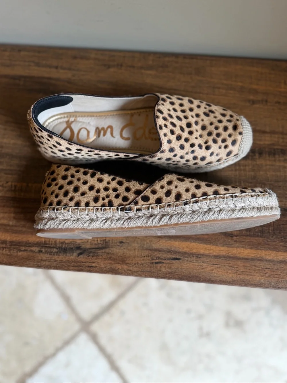 Sam Edelman Kesia Animal Print Pony Hair Leather Espadrilles  Size 7